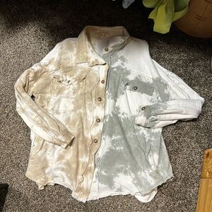 Tie-dye like oversized, button-down shirt
